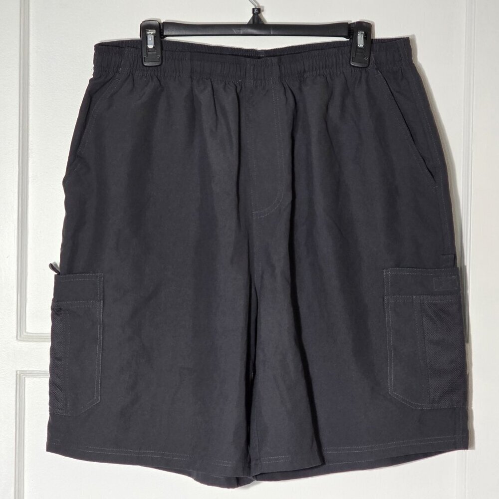 AVIA Mens Size Large Black Lightweight Cargo Hiking Athletic Performance Shorts